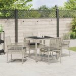 vidaXL Záhradný jedálenský set 5 pcs Svetlosivá polyratan – Obrázok 4