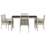 vidaXL 5-dielna záhradná jedálenská súprava s vankúšmi svetlosivej poly ratan – Obrázok 7