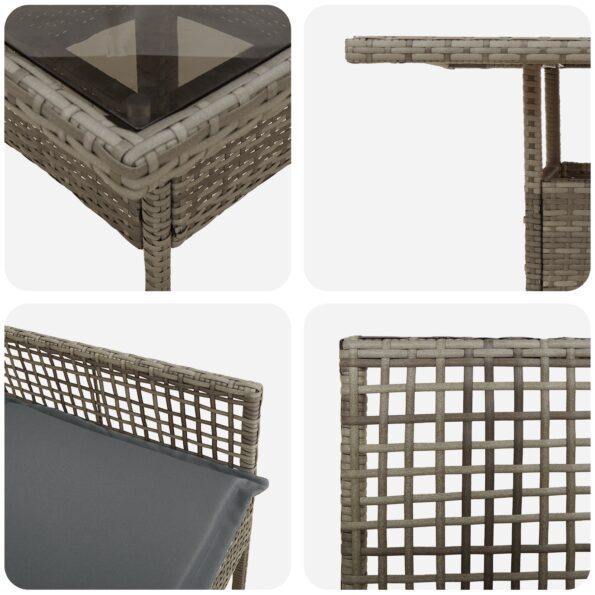 vidaXL 5-dielna záhradná jedálenská súprava šedá z poly ratan – Obrázok 9