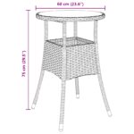 vidaXL 3-dielny záhradný jedálenský set sivý poly ratan – Obrázok 11