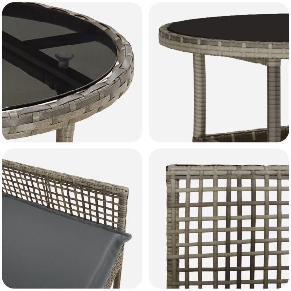 vidaXL 5-dielna záhradná jedálenská súprava sivý poly ratan – Obrázok 9