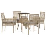 vidaXL 5-dielna súprava na záhradné stolovanie béžový poly ratan – Obrázok 2