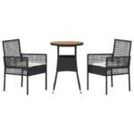 vidaXL 3-dielny záhradný jedálenský set čierny polyratan – Obrázok 7