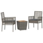vidaXL Záhradný bistro set 3 pcs Sivá polyratan – Obrázok 2
