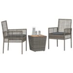 vidaXL Záhradný bistro set 3 pcs Sivá polyratan – Obrázok 3