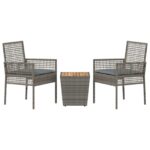 vidaXL Záhradný bistro set 3 pcs Sivá polyratan – Obrázok 7