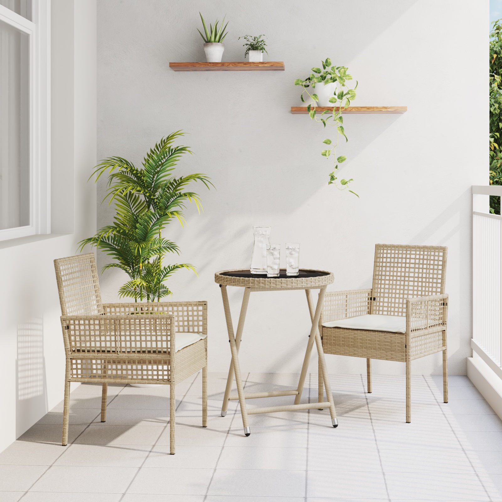 3334966_1.jpg vidaXL Záhradný bistro set 3 pcs Béžová polyratan – Obrázok 1