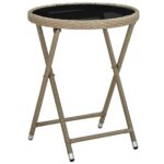 vidaXL Záhradný bistro set 3 pcs Béžová polyratan – Obrázok 5