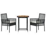 vidaXL 3-dielna záhradná bistro súprava s vankúšmi čierny poly ratan – Obrázok 7