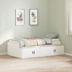 vidaXL Úložný rám postele Biela 100x200 cm – Obrázok 4