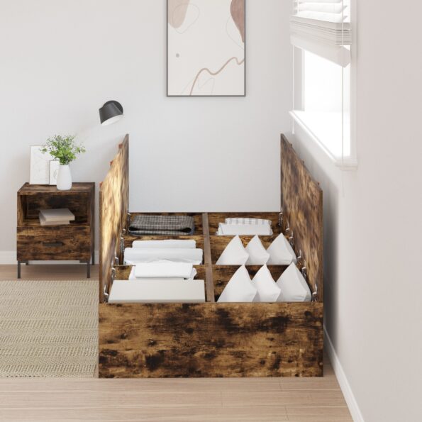 vidaXL Rám postele s úložným priestorom Dymený dub 90x200 cm – Obrázok 4