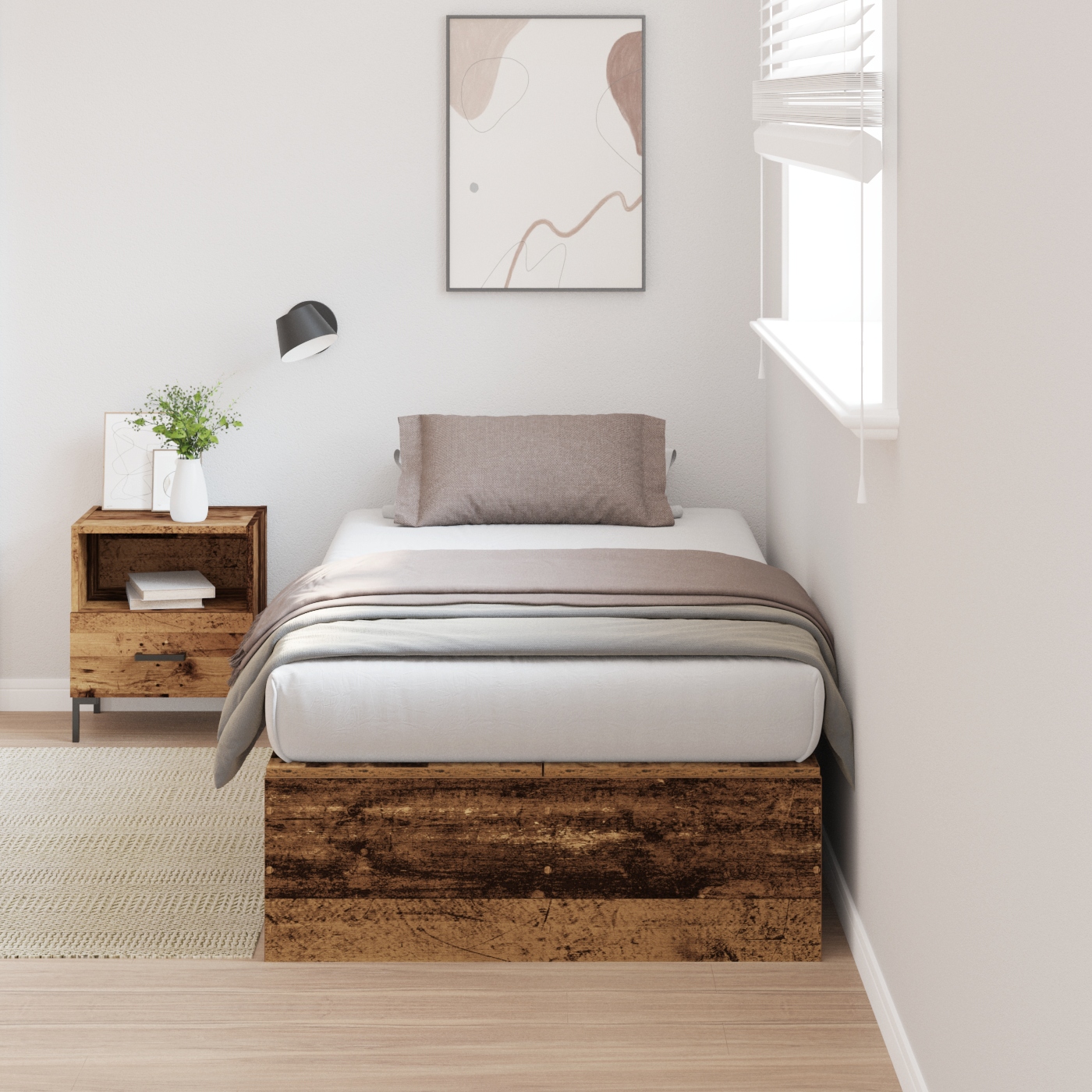 3335355_1.jpg vidaXL Rám postele s úložným prostorem Staré drevo 100 x 200 cm – Obrázok 1