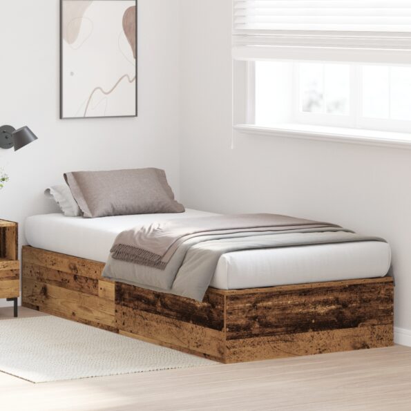 vidaXL Rám postele s úložným prostorem Staré drevo 100 x 200 cm – Obrázok 5