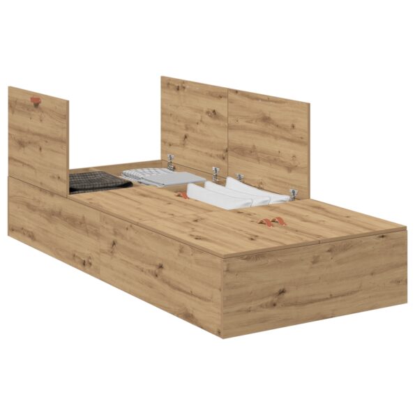vidaXL Rám postele s úložným prostorem Remeselný dub 100 x 200 cm – Obrázok 3