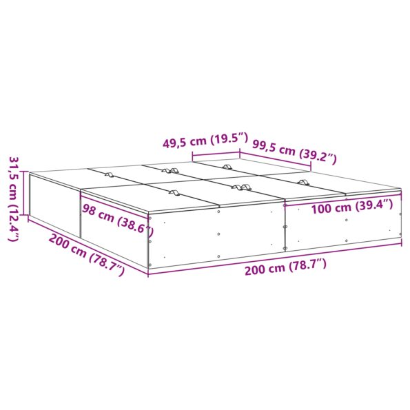 vidaXL Úložný rám postele Čierny dub 200x200 cm – Obrázok 13