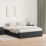 vidaXL Rám postele s úložným priestorom Čierna Dub 150x200 cm