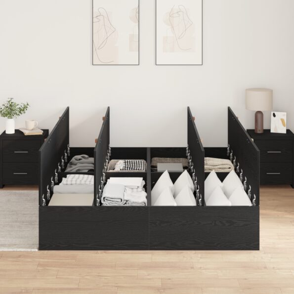 3335382_4.jpg vidaXL Rám postele s úložným priestorom Čierna Dub 150x200 cm – Obrázok 4
