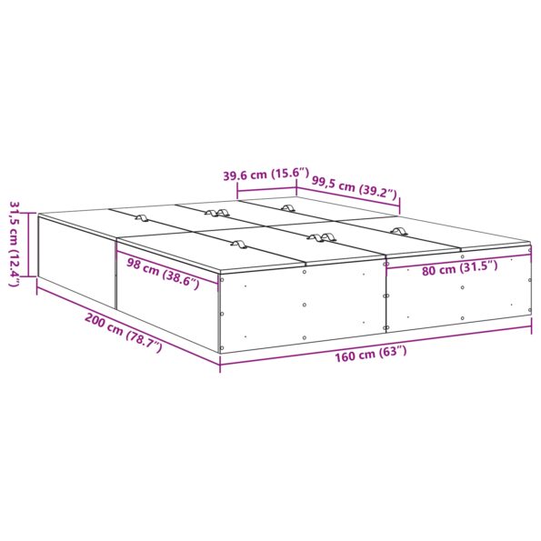 vidaXL Rám postele s úložným priestorom Čierny Dub 200x200 cm – Obrázok 13