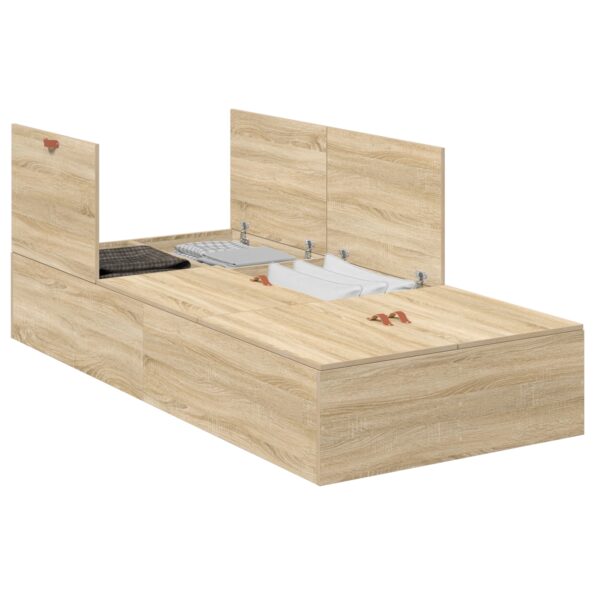 vidaXL Rám postele s úložným prostorem Sonoma dub 90 x 190 cm – Obrázok 3