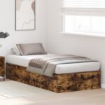vidaXL Rám postele s úložným prostorem Dymová dub 70 x 190 cm – Obrázok 5
