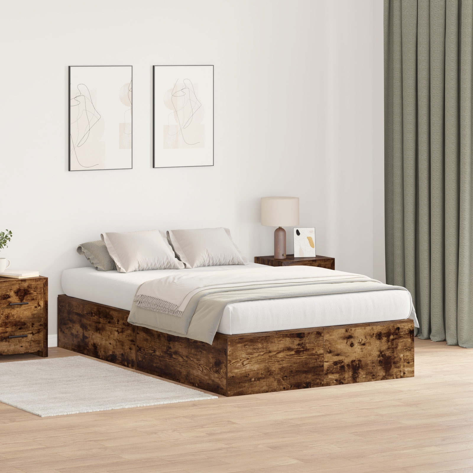 3335425_1.jpg vidaXL Rám postele s úložným prostorem Dymová dub 120 x 190 cm – Obrázok 1