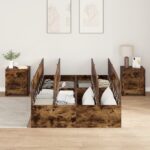vidaXL Rám postele s úložným prostorem Dymová dub 120 x 190 cm – Obrázok 4