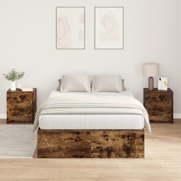 vidaXL Rám postele s úložným prostorem Dymová dub 120 x 190 cm – Obrázok 5