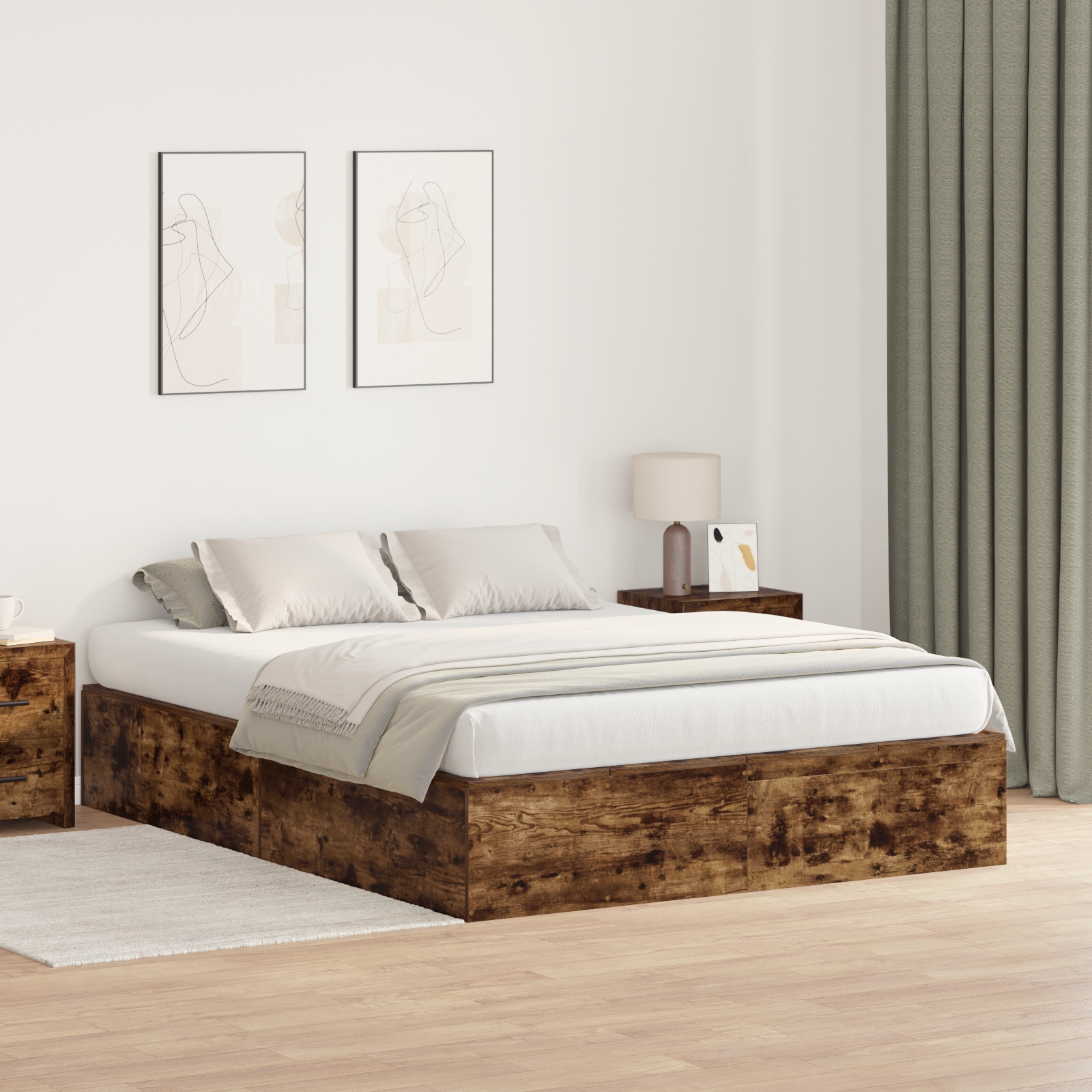 3335433_1.jpg vidaXL Rám postele s úložným prostorem Dymová dub 140 x 190 cm – Obrázok 1
