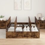 vidaXL Rám postele s úložným prostorem Dymová dub 140 x 190 cm – Obrázok 4