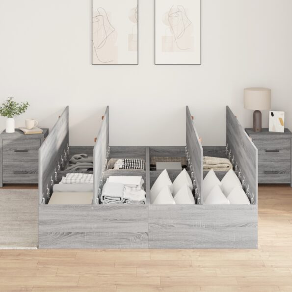 vidaXL Rám postele s úložným prostorem Sivý Sonoma 140 x 190 cm – Obrázok 4