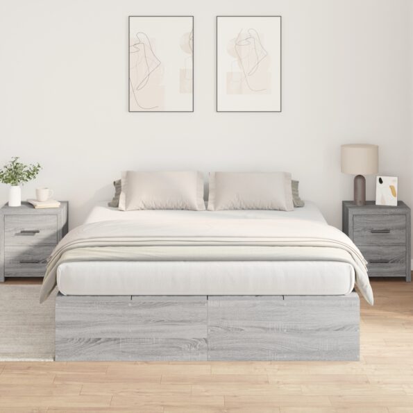 vidaXL Rám postele s úložným prostorem Sivý Sonoma 140 x 190 cm – Obrázok 5