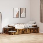 vidaXL Rám postele so skladovaním Dymený dub Kompozitné drevo 75 x 190 cm – Obrázok 4