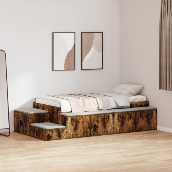 3335593_4.jpg vidaXL Rám postele so skladovaním Dymený dub Kompozitné drevo 75 x 190 cm – Obrázok 4