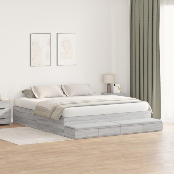 vidaXL Rám postele  sivý sonoma 200x200 cm – Obrázok 5