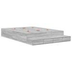 vidaXL Rám postele  Sivý Inžinierske drevo 135,5 x 190 x 31,5 cm – Obrázok 2