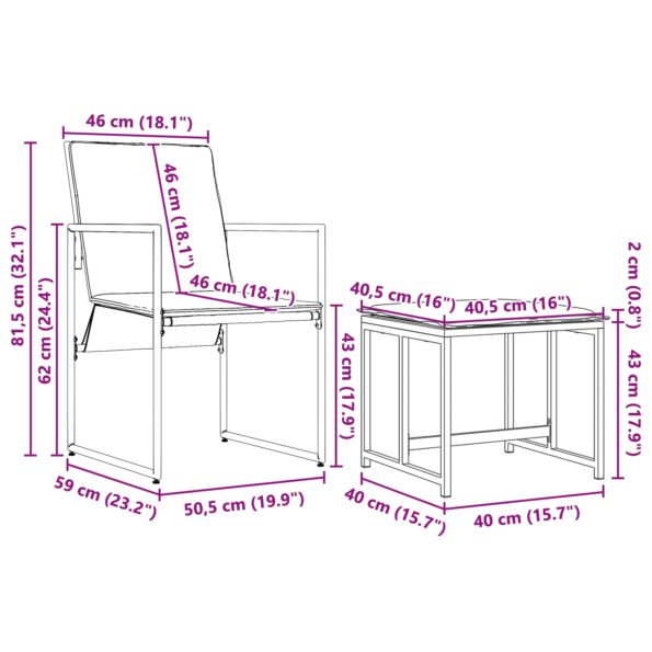vidaXL 13-dielny set záhradného jedálenského nábytku s vankúšmi z ocele a textilénu – Obrázok 11