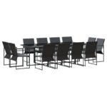 vidaXL 16-dielna záhradná jedálenská súprava s vankúšmi zo ocele a textilénu – Obrázok 2