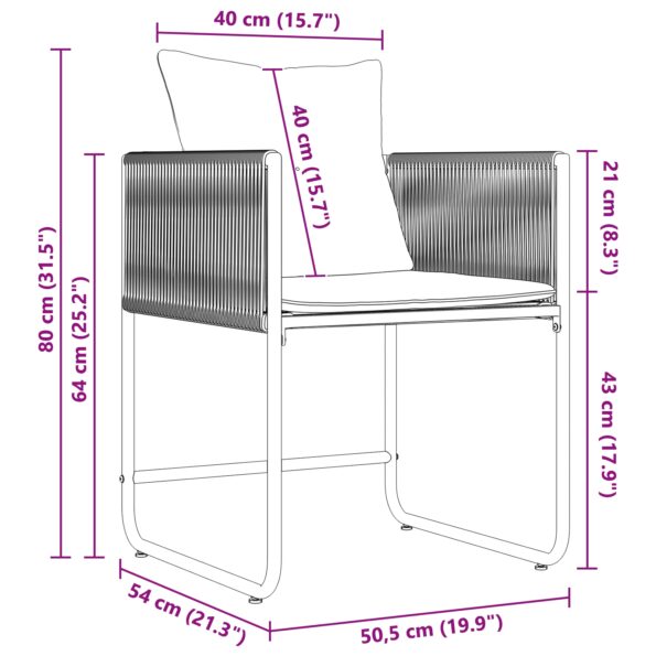vidaXL 6-dielna záhradná jedálenská súprava s vankúšmi z ocele a poly ratanom – Obrázok 10