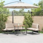 vidaXL Záhradný jedálenský set 3 pcs Sivohnedá Oceľ