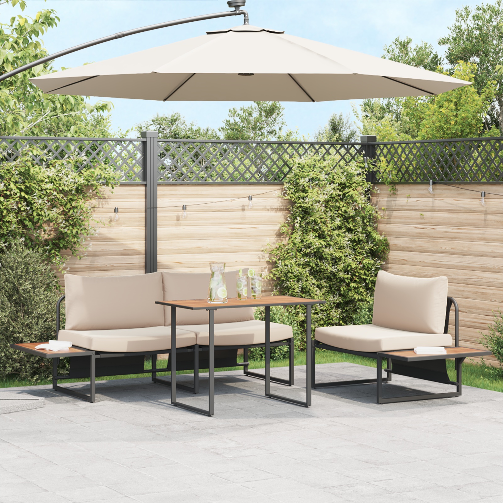 3335890_1.jpg vidaXL Záhradný jedálenský set 3 pcs Sivohnedá Oceľ – Obrázok 1