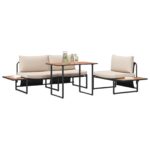 vidaXL Záhradný jedálenský set 3 pcs Sivohnedá Oceľ – Obrázok 3
