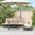 vidaXL Záhradný jedálenský set 3 pcs Sivohnedá Oceľ – Obrázok 4