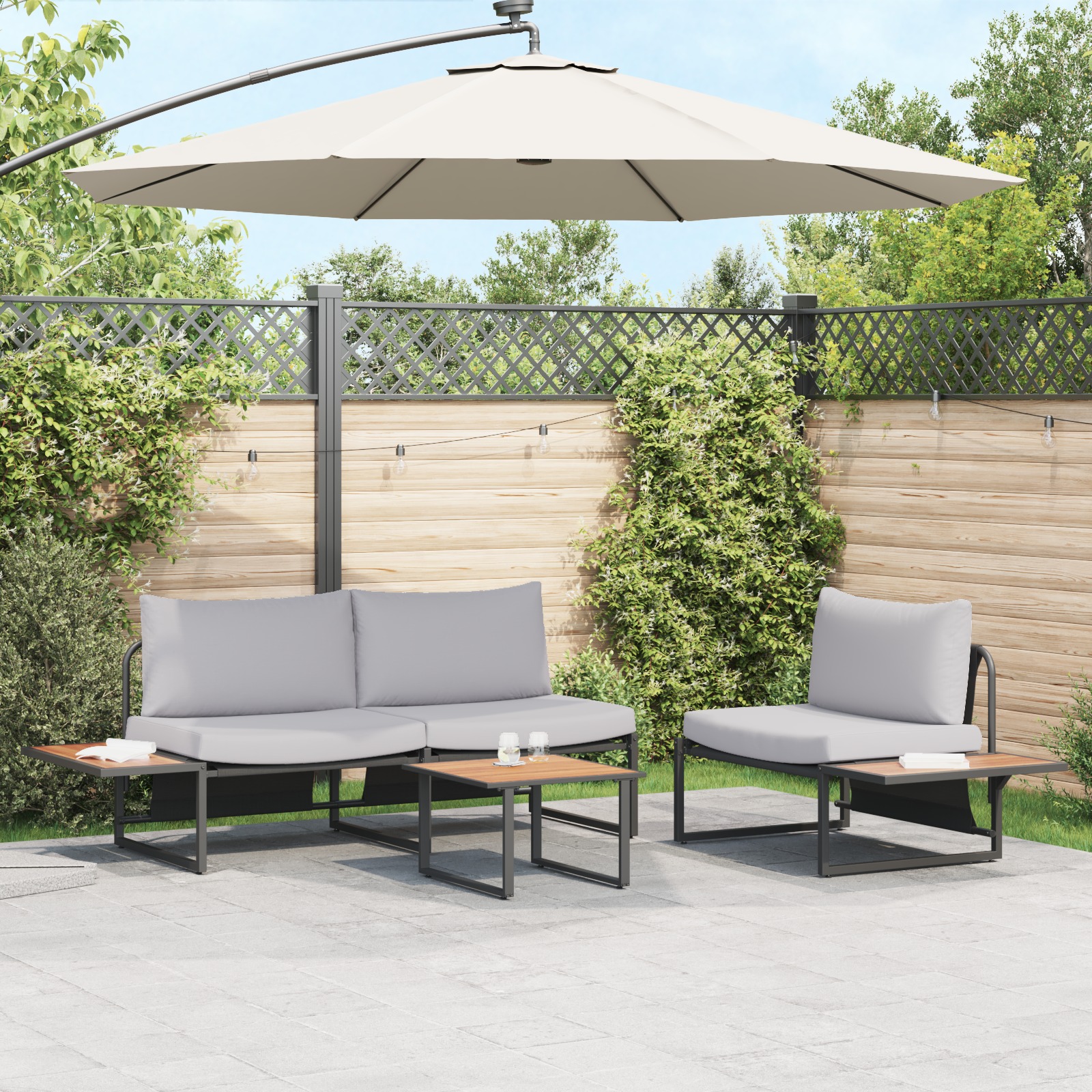 3335892_1.jpg vidaXL Záhradný jedálenský set 3 pcs Svetlosivá Oceľ – Obrázok 1