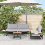 vidaXL Záhradný jedálenský set 3 pcs Svetlosivá Oceľ – Obrázok 4