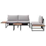 vidaXL Záhradný jedálenský set 3 pcs Svetlosivá Oceľ – Obrázok 8
