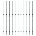 vidaXL plotové stĺpy 22 ks U-Channel Zelená 160 cm Oceľ – Obrázok 2