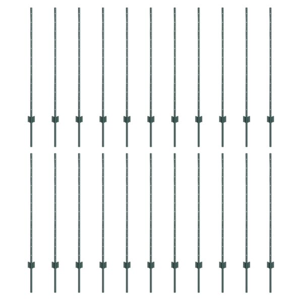 vidaXL plotové stĺpy 22 ks U-Channel Zelená 160 cm Oceľ – Obrázok 2