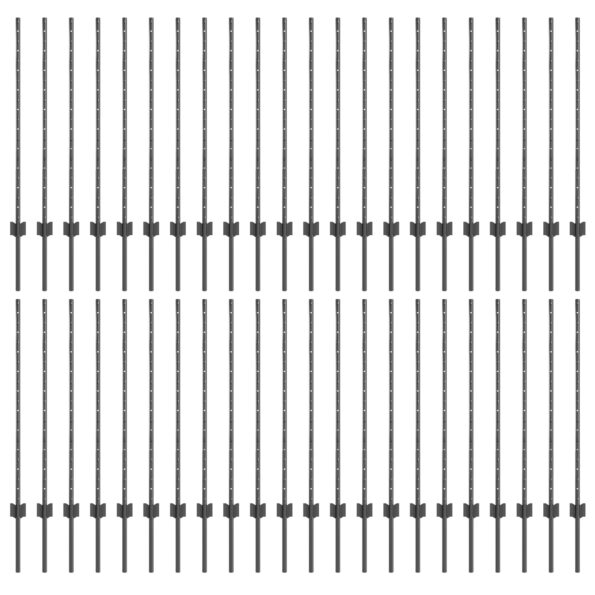 3335937_2.jpg vidaXL Plotové stĺpy 88 ks U-kanál Sivé 140 cm Oceľ – Obrázok 2