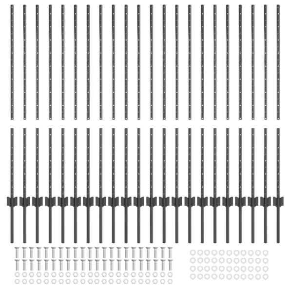 vidaXL plotové stĺpy 44 ks U-kanál, sivé, 160 cm, oceľ – Obrázok 4
