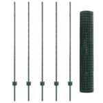 vidaXL Euro plot s 5 U stĺpmi Zelený 1.4x10 m Ocel – Obrázok 4